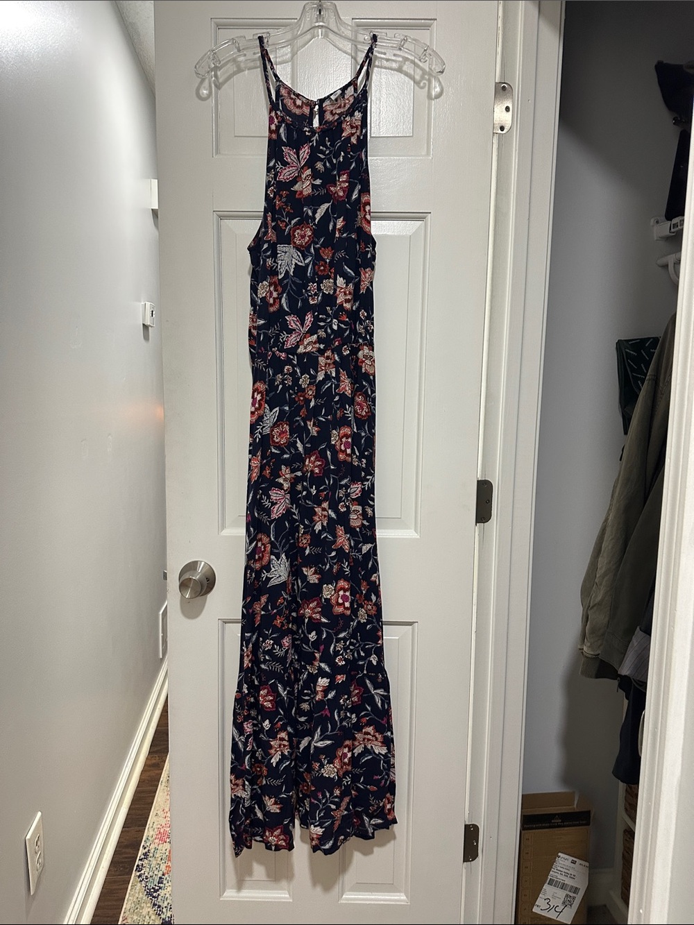 Old Navy Navy Floral Maxi Skirt with Pink & Red Accents